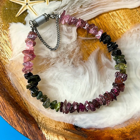 🖤Vtg Tourmaline stone bracelet - Picture 2 of 10